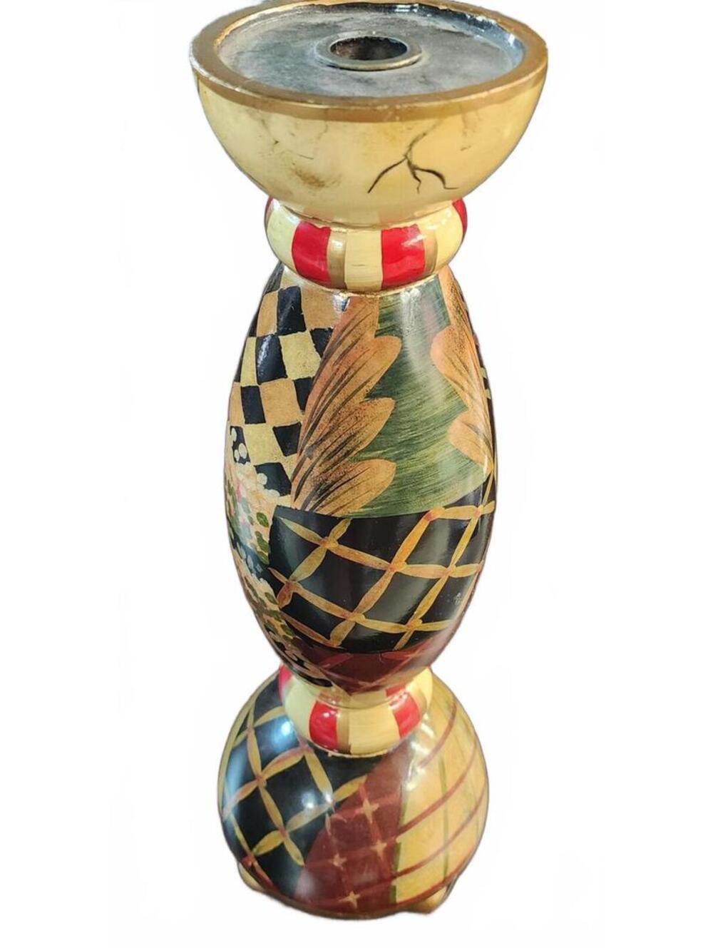 Bombay Company Painted Wood Candlestick Holder 15" flawless